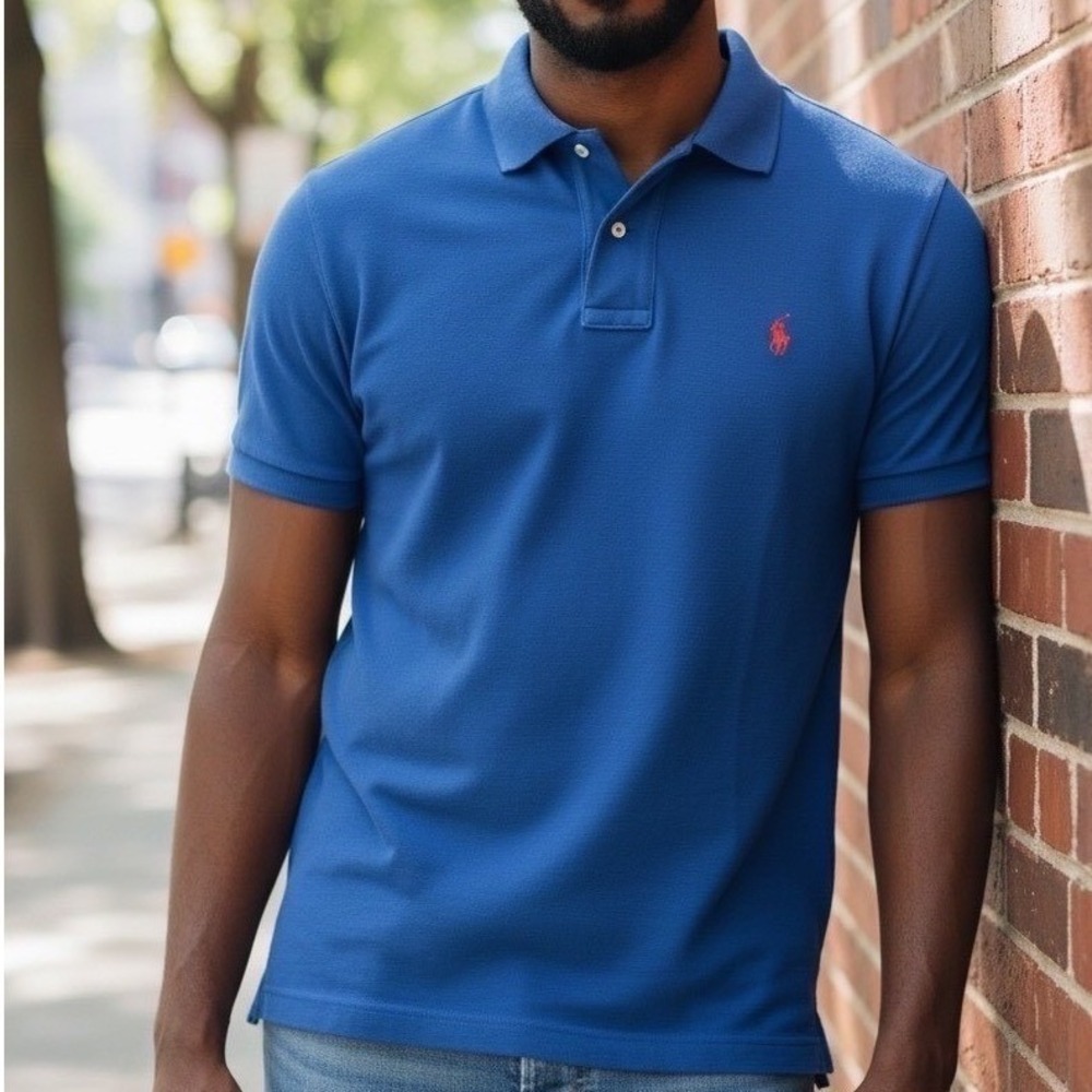 Polo Ralph Lauren Classic Fit‎ Men Shirt Blue Big & Tall Short Sleeve Work Sz L
